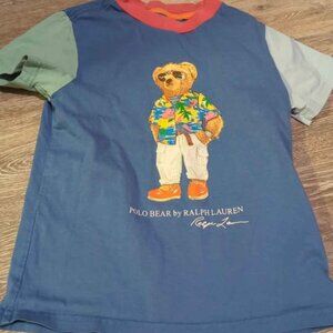 Polo Ralph Lauren Boys Blue Polo Bear Graphic RInger Crew-Neck shirt size 6